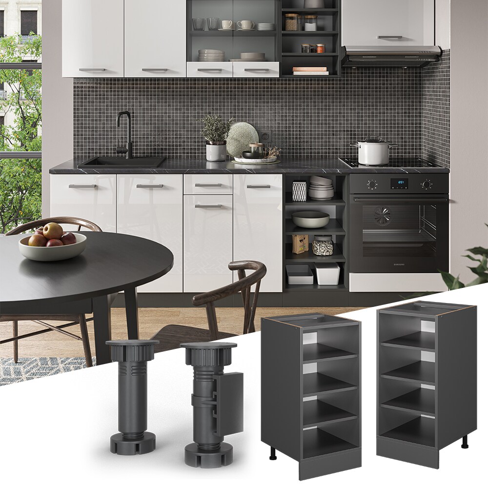 Vicco Regalunterschrank K&uuml;chenschrank K&uuml;chenzeile R-Line 40 cm Anthrazit F&auml;cher - Bild 1