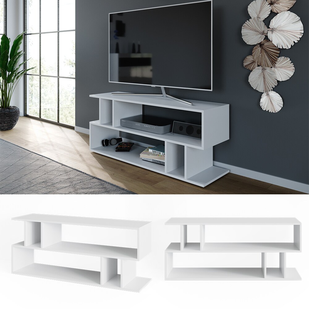 Vicco TV-Regal Fernsehregal Wohnzimmeregal Karel Wei&szlig; Lowboard TV-Tisch Ablage - Bild 1