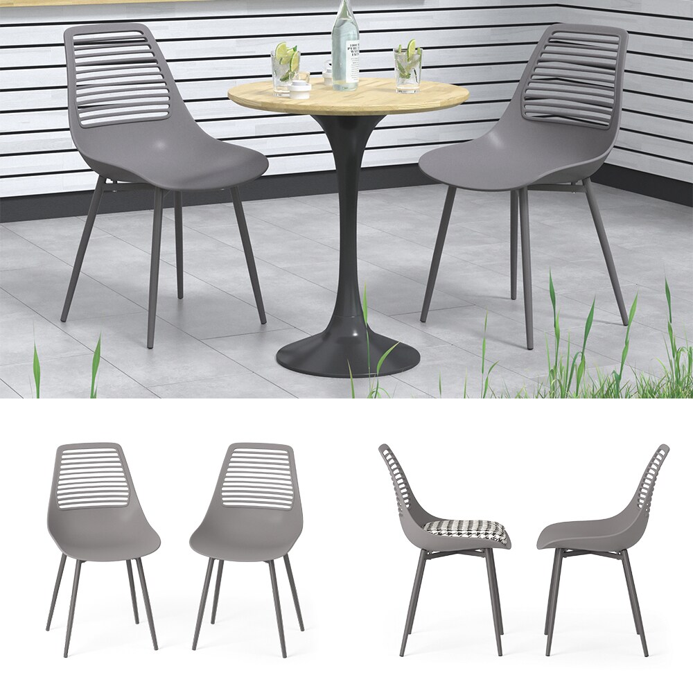 OK-Living Gartenstuhl Terrassenstuhl Balkonstuhl Klaas Grau Sitzschale 2er Set - Bild 1