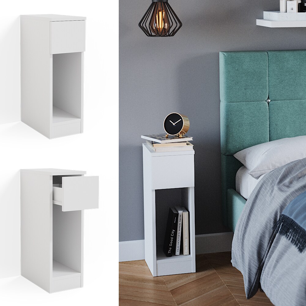 Vicco Nachtschrank Nachttisch Beistelltisch Enton Wei&szlig; Kommode Schublade Ablage - Bild 1