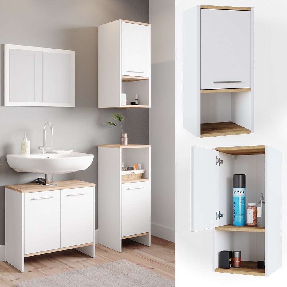 Vicco Hängeschrank Badschrank Badezimmerschrank Elvio Weiß Sonoma Fächer Ablage | 04066731043910