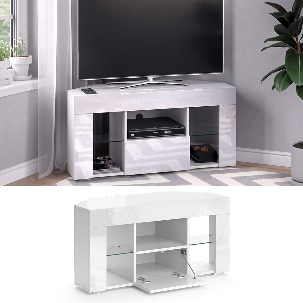 Vicco Lowboard Fernsehschrank TV-Schrank Denver Weiß Hochglanz Fernsehtisch | 04066731052226