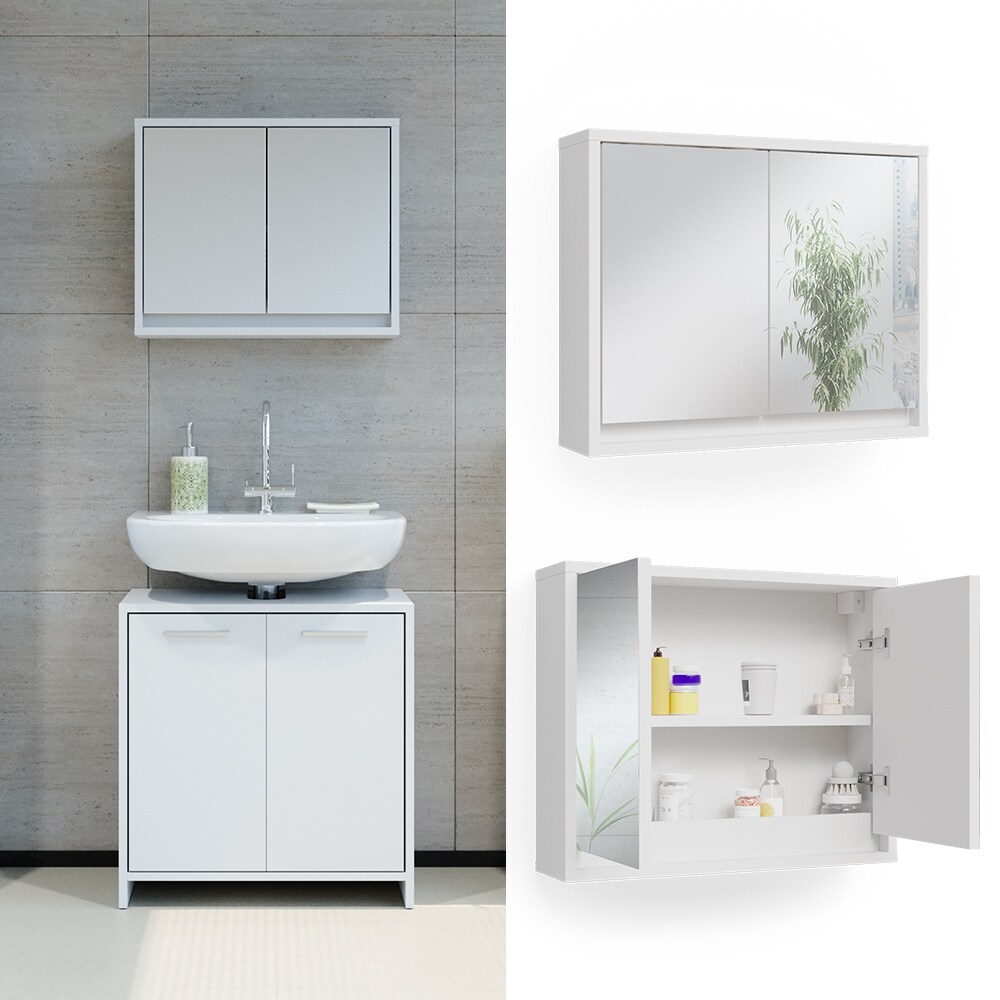Vicco Spiegelschrank Badspiegelschrank Badschrank Mila Weiß Badspiegel Ablage | 04066731052615