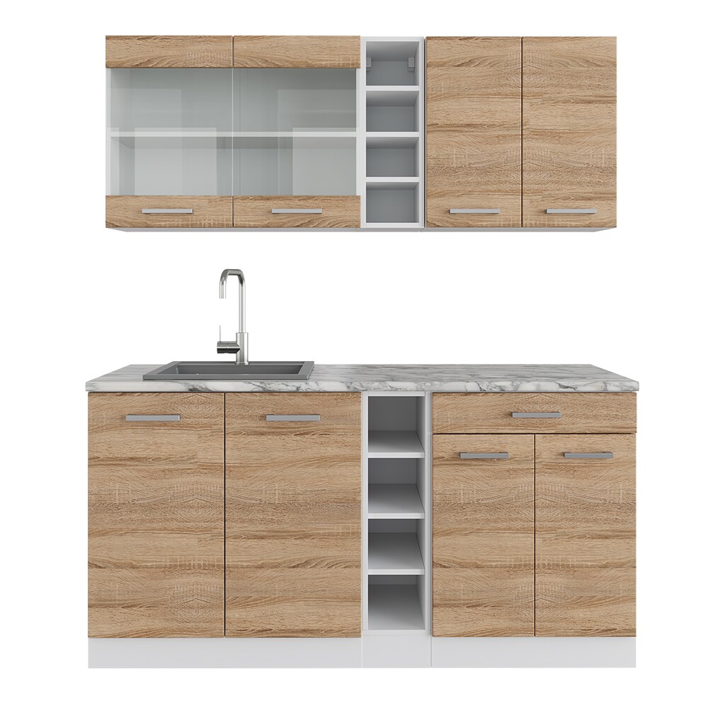 Vicco Küchenzeile Küchenblock Einbauküche R-Line Single Weiß Sonoma 180 cm