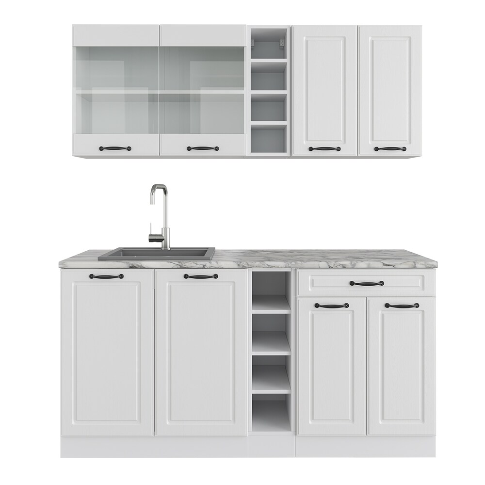 Vicco Küchenzeile Küchenblock Einbauküche R-Line Single Landhaus Weiß 160 cm