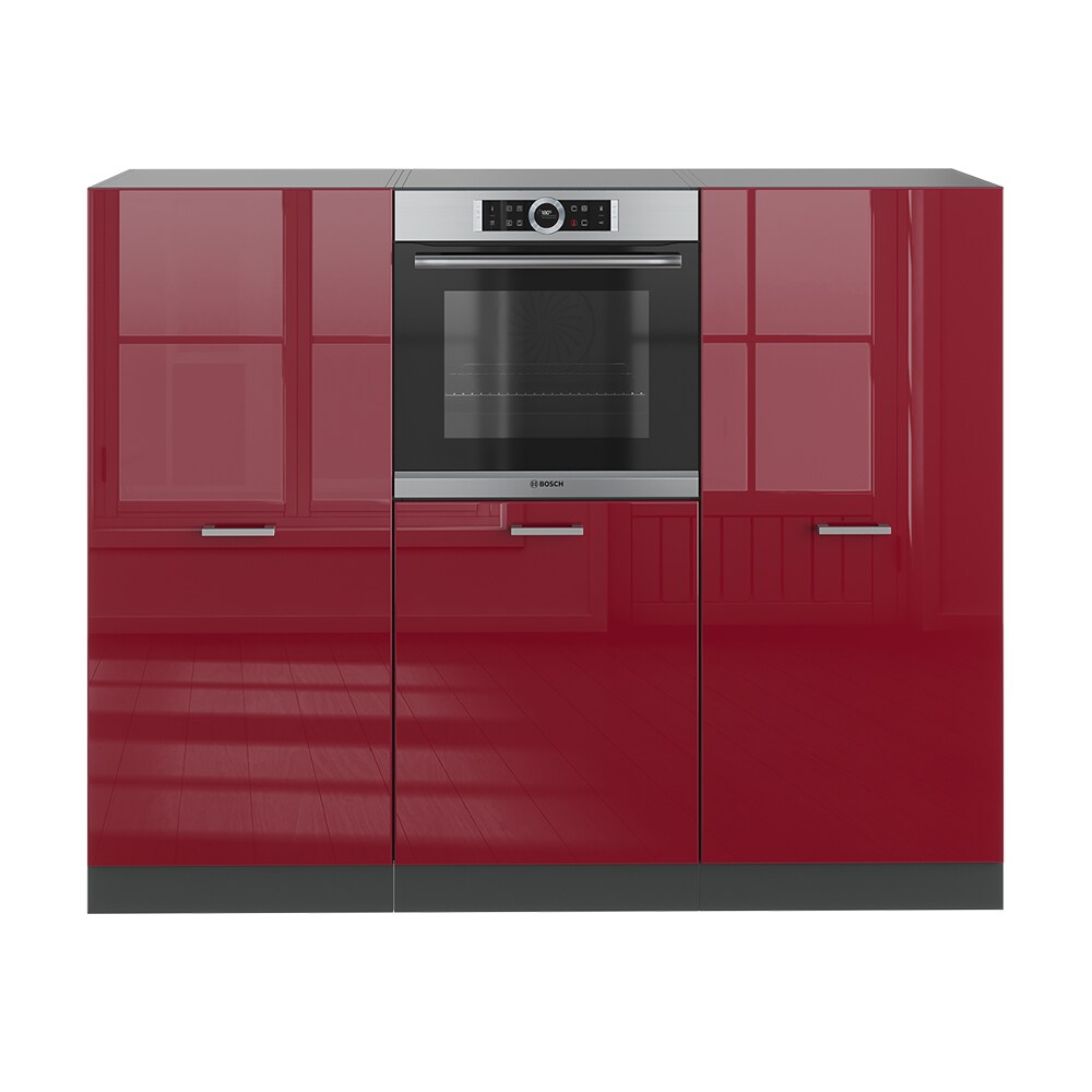 Vicco Küchenzeile Küchenblock Einbauküche R-Line Anthrazit Bordeaux Hochglanz Backofen