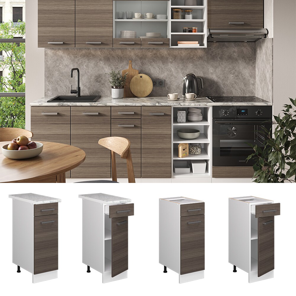 Vicco Schubunterschrank Küchenschrank Küchenzeile R-Line 30 cm Weiß Edelgrau Tür Schublade