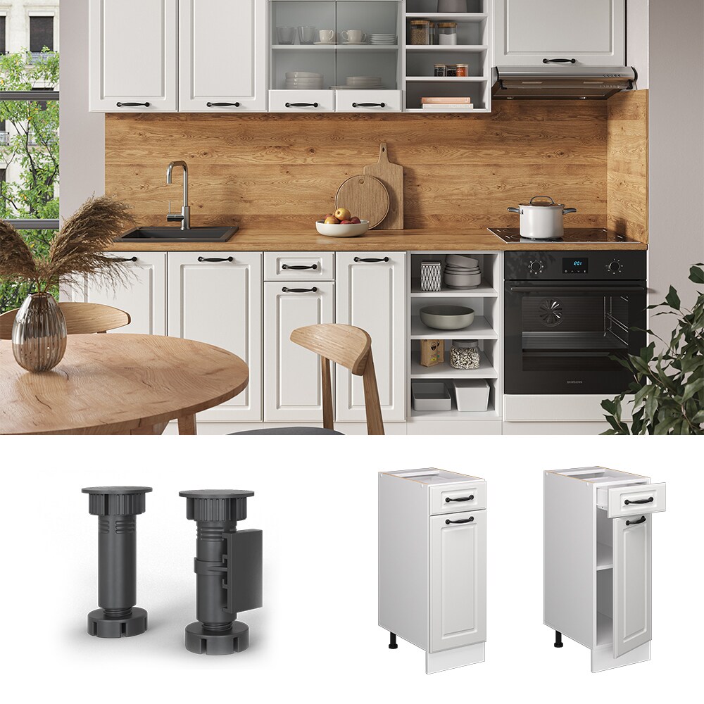 Vicco Schubunterschrank K&uuml;chenschrank K&uuml;chenzeile R-Line Landhaus 30 cm Wei&szlig; T&uuml;r Schublade - Bild 1