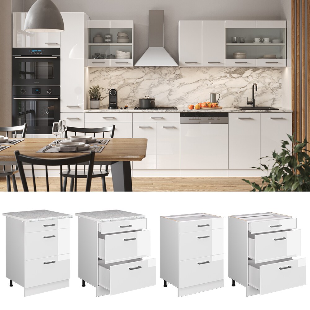 Vicco Schubladenunterschrank Küchenschrank Küchenzeile R-Line 40 cm Weiß Schublade