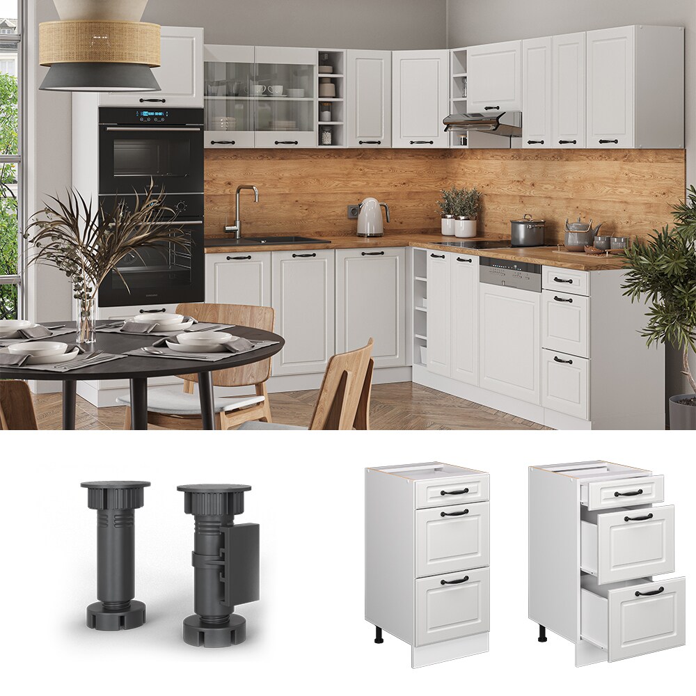 Vicco Schubladenunterschrank K&uuml;chenschrank K&uuml;chenzeile R-Line Landhaus 40 cm Wei&szlig; Schublade - Bild 1