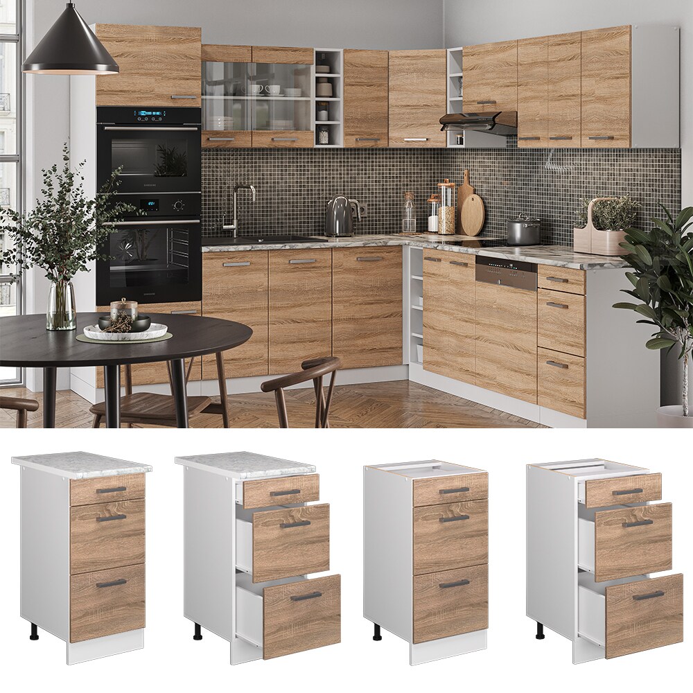 Vicco Schubladenunterschrank Küchenschrank Küchenzeile R-Line 40 cm Weiß Sonoma Schublade