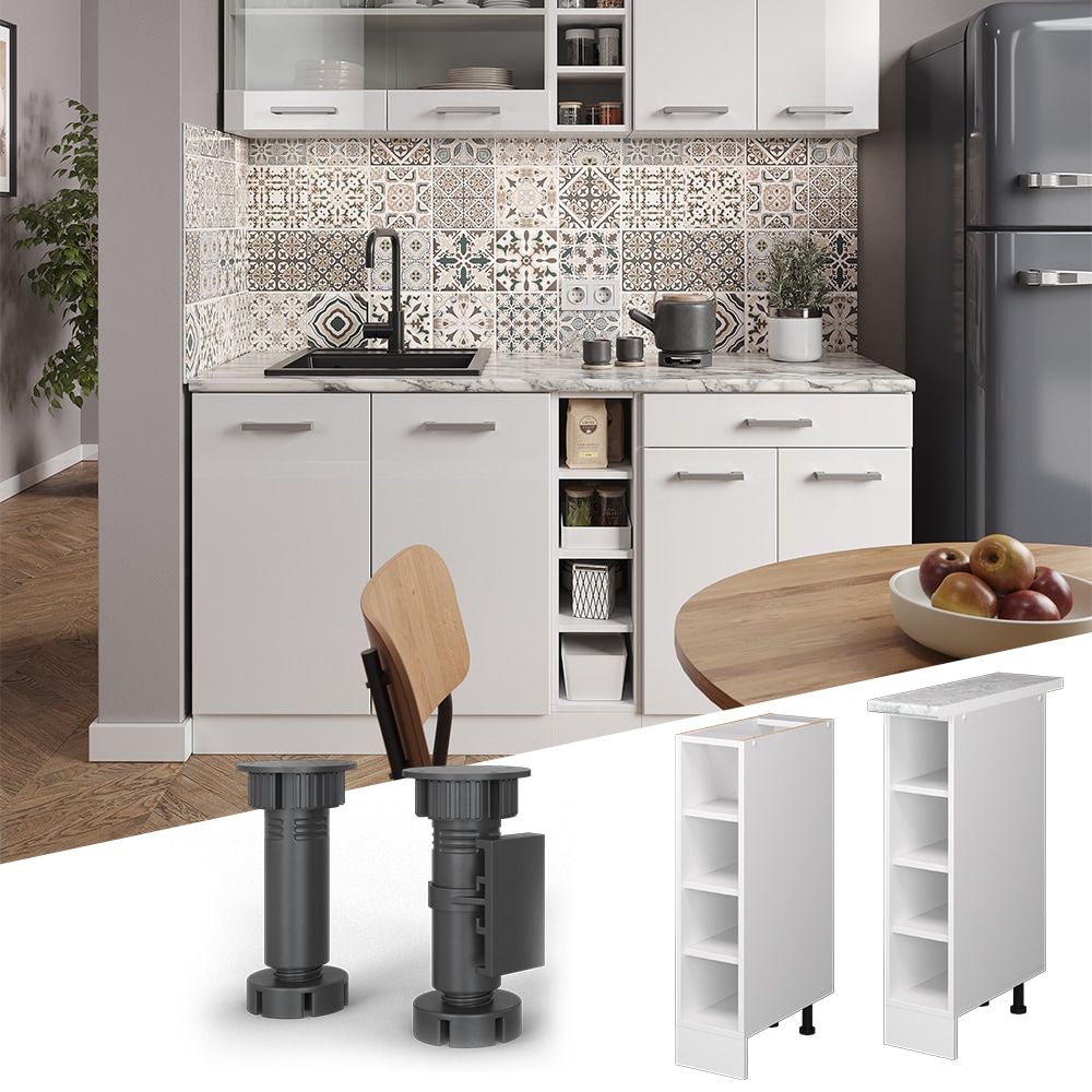 Vicco Regalunterschrank K&uuml;chenschrank K&uuml;chenzeile R-Line 20 cm Wei&szlig; F&auml;cher Arbeitsplatte - Bild 1