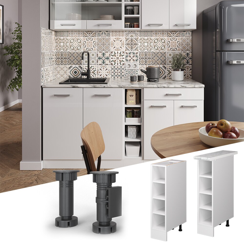 Vicco Regalunterschrank Küchenschrank Küchenzeile R-Line 20 cm Weiß Fächer Arbeitsplatte