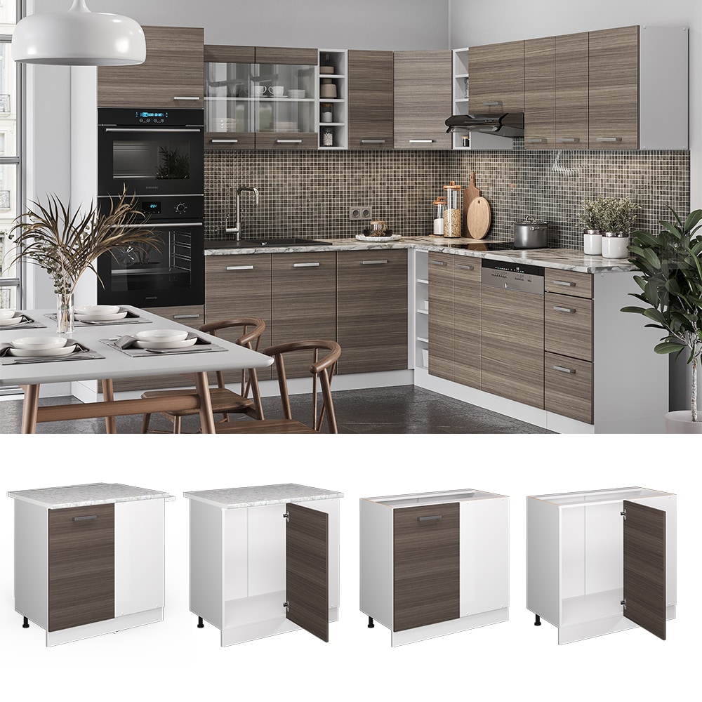 Vicco Eckunterschrank K&uuml;chenschrank K&uuml;chenzeile R-Line 86 cm Wei&szlig; Edelgrau T&uuml;r - Bild 1