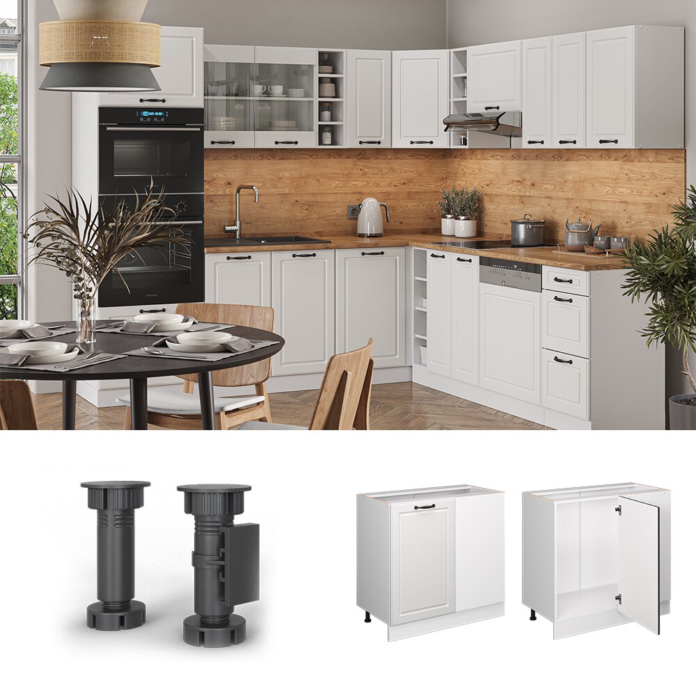 Vicco Eckunterschrank Küchenschrank Küchenzeile R-Line Landhaus 86 cm Weiß Tür