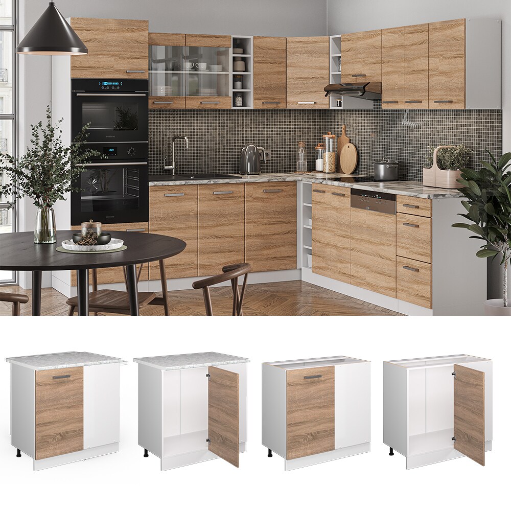 Vicco Eckunterschrank Küchenschrank Küchenzeile R-Line 86 cm Weiß Sonoma Tür