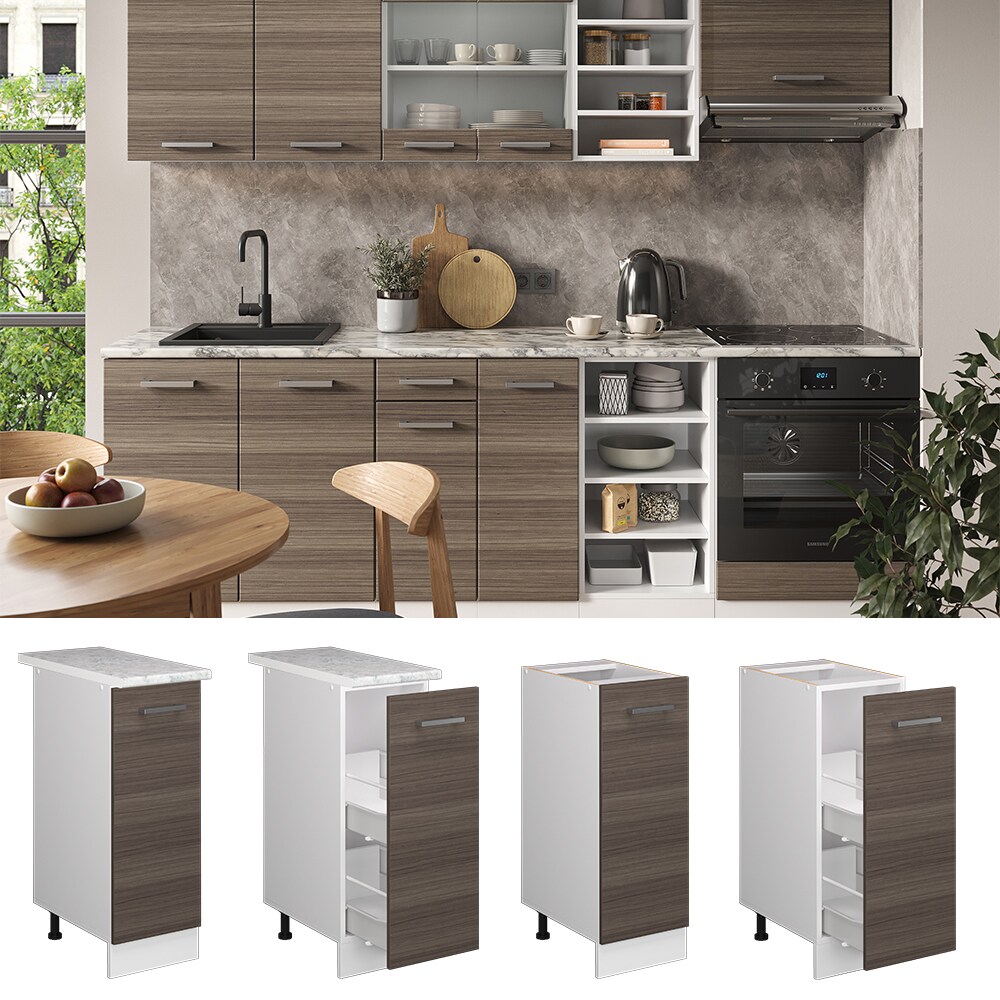 Vicco Apothekerunterschrank Küchenschrank Küchenzeile R-Line 30 cm Weiß Edelgrau