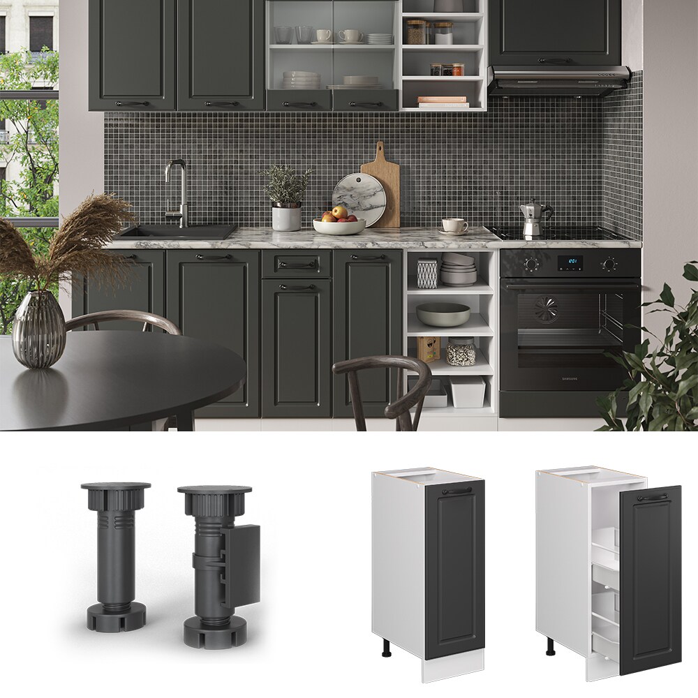 Vicco Apothekerunterschrank Küchenschrank Küchenzeile R-Line Landhaus 30 cm Weiß Anthrazit