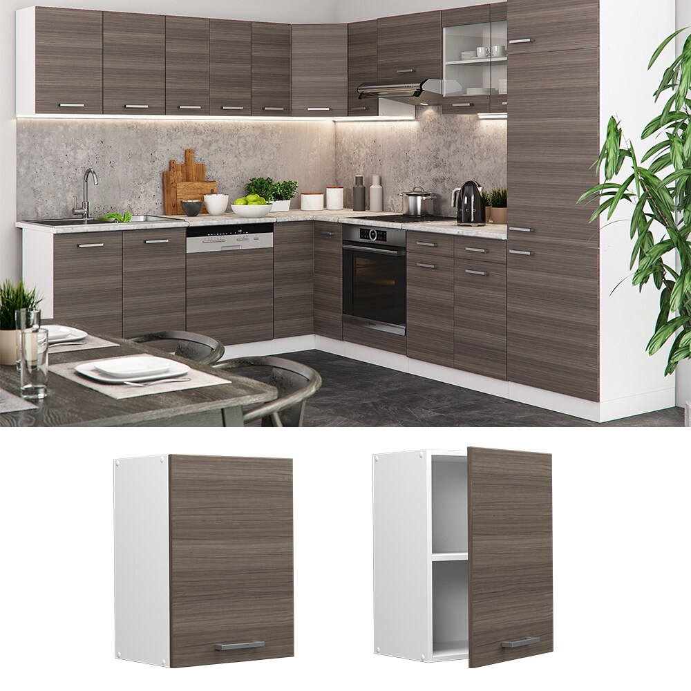 Vicco H&auml;ngeschrank K&uuml;chenschrank K&uuml;chenzeile R-Line 45 cm Wei&szlig; Edelgrau T&uuml;r F&auml;cher - Bild 1