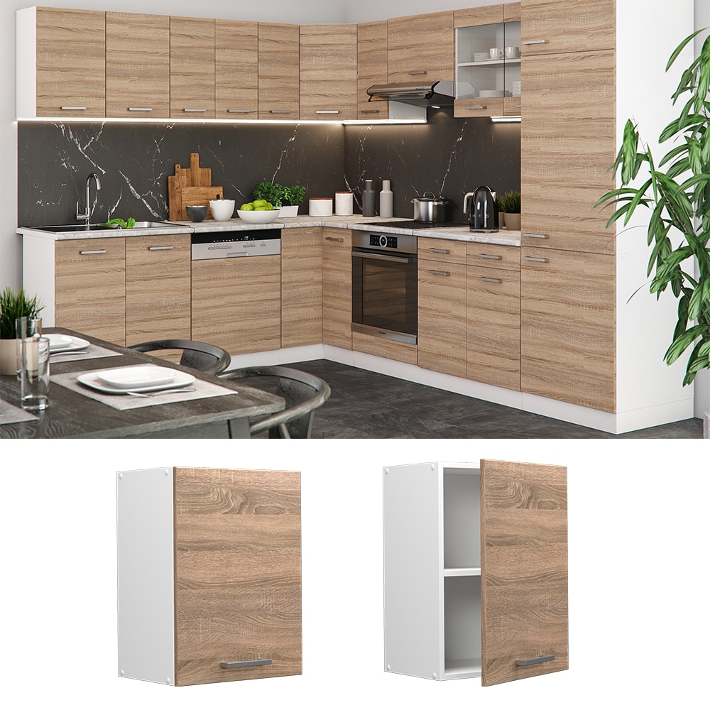 Vicco H&auml;ngeschrank K&uuml;chenschrank K&uuml;chenzeile R-Line 45 cm Wei&szlig; Sonoma T&uuml;r F&auml;cher - Bild 1