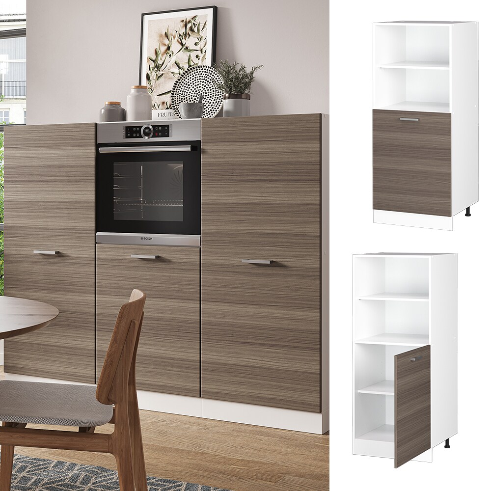 Vicco Backofenumbauschrank K&uuml;chenschrank K&uuml;chenzeile R-Line 60 cm Wei&szlig; Edelgrau kleine T&uuml;r - Bild 1