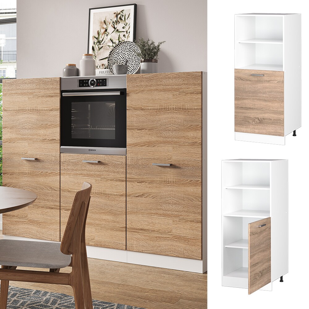 Vicco Backofenumbauschrank K&uuml;chenschrank K&uuml;chenzeile R-Line 60 cm Wei&szlig; Sonoma kleine T&uuml;r - Bild 1