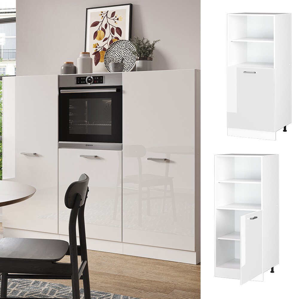 Vicco Backofenumbauschrank K&uuml;chenschrank K&uuml;chenzeile R-Line 60 cm Wei&szlig; kleine T&uuml;r Hochglanz - Bild 1