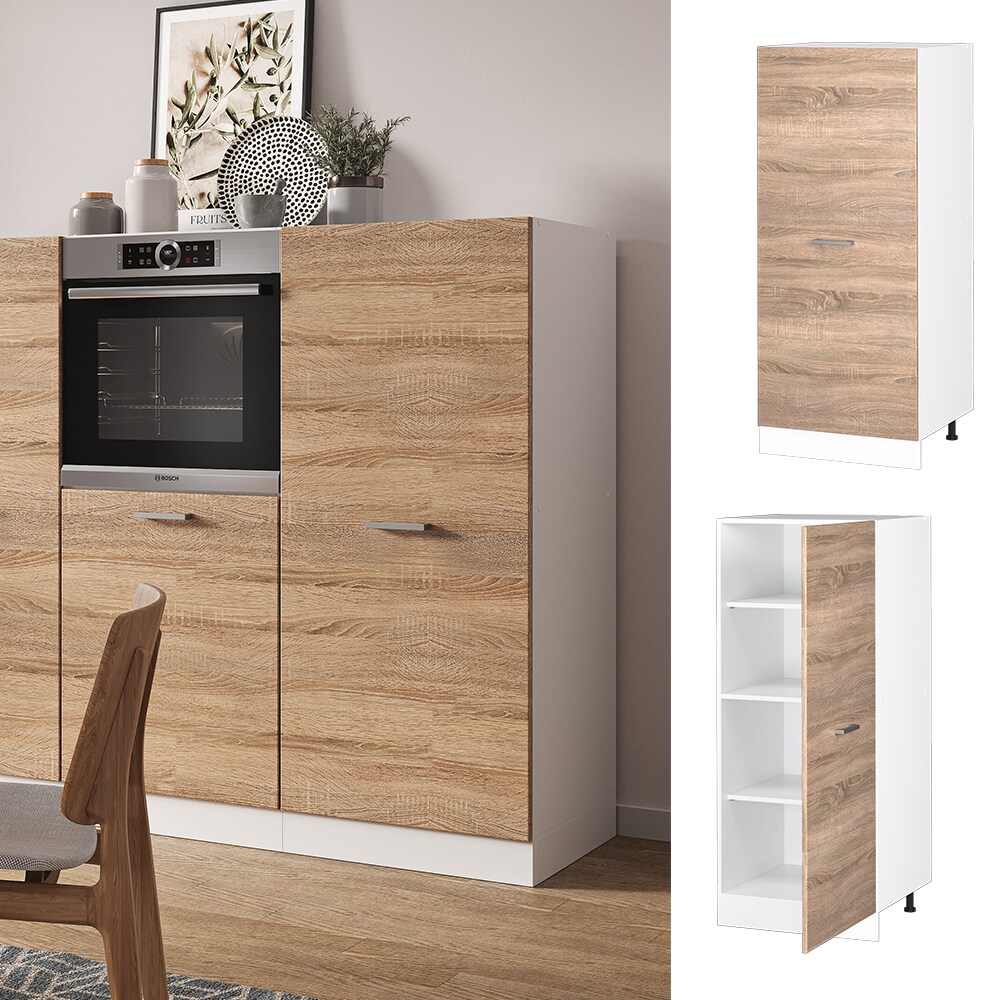 Vicco Backofenumbauschrank K&uuml;chenschrank K&uuml;chenzeile R-Line 60 cm Wei&szlig; Sonoma gro&szlig;e T&uuml;r - Bild 1