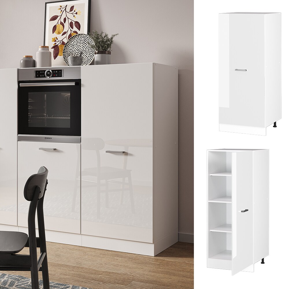 Vicco Backofenumbauschrank K&uuml;chenschrank K&uuml;chenzeile R-Line 60 cm Wei&szlig; gro&szlig;e T&uuml;r Hochglanz - Bild 1
