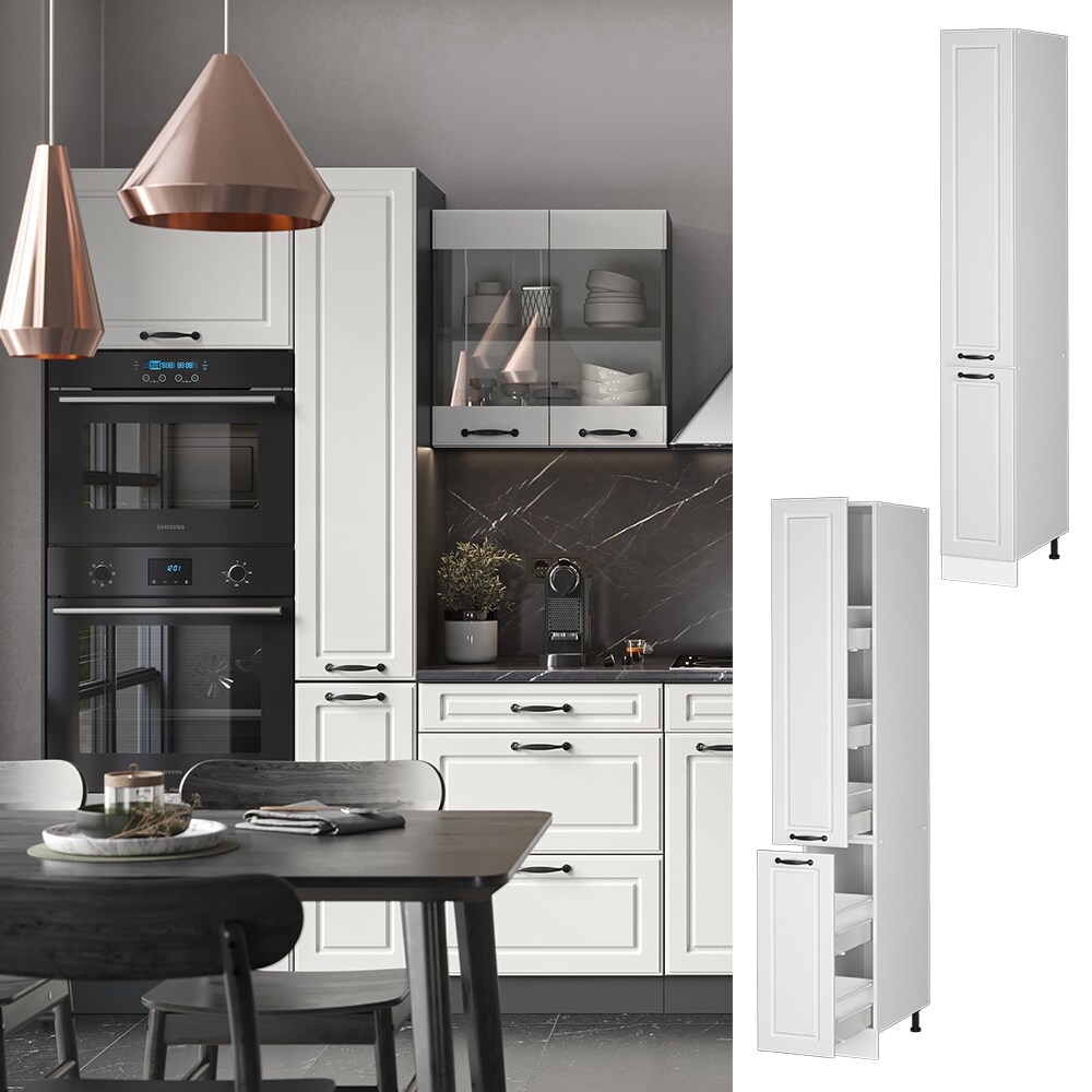 Vicco Apothekerhochschrank Küchenschrank Küchenzeile R-Line Landhaus 30 cm Weiß