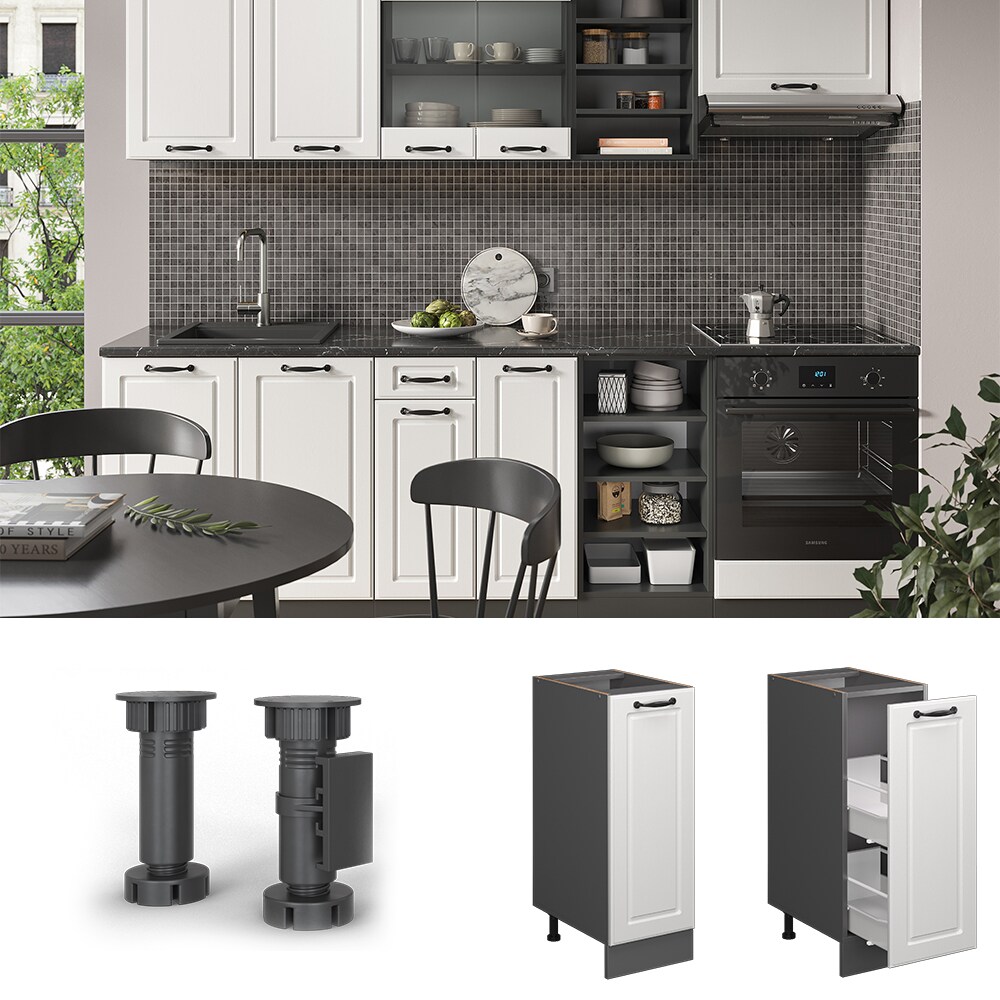 Vicco Apothekerunterschrank K&uuml;chenschrank K&uuml;chenzeile R-Line Landhaus 30 cm Anthrazit Wei&szlig; - Bild 1