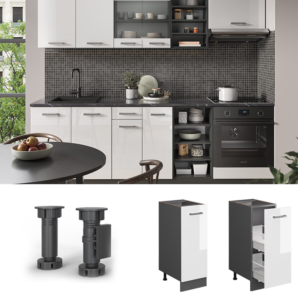 Vicco Apothekerunterschrank K&uuml;chenschrank K&uuml;chenzeile R-Line 30 cm Anthrazit Wei&szlig; - Bild 1