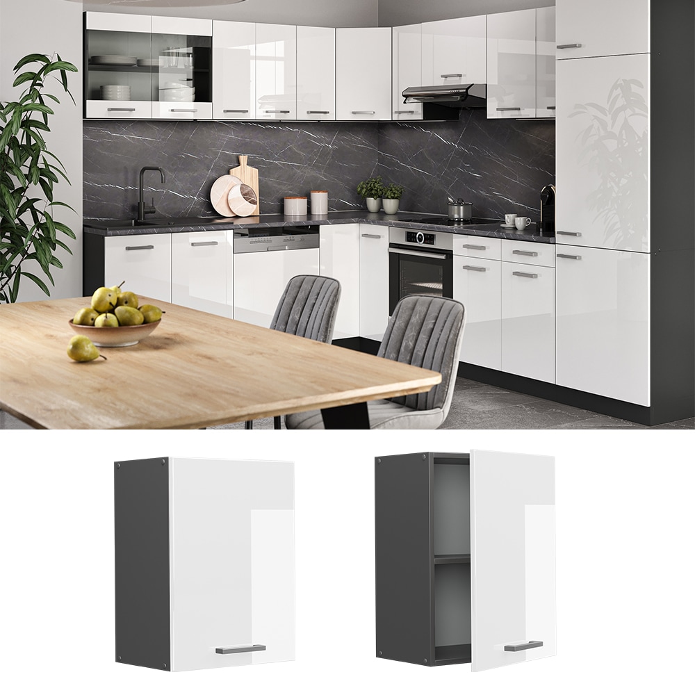 Vicco H&auml;ngeschrank K&uuml;chenschrank K&uuml;chenzeile R-Line 45 cm Anthrazit Wei&szlig; T&uuml;r F&auml;cher - Bild 1