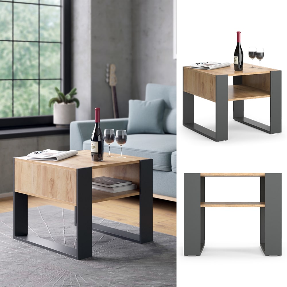 Vicco Couchtisch Sofatisch Beistelltisch Ari Eiche Anthrazit Wohnzimmertisch - Bild 1