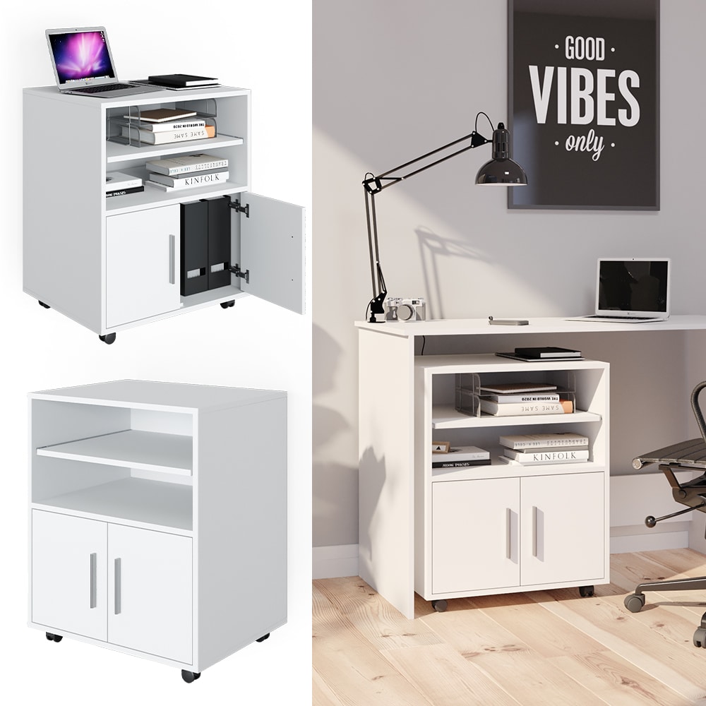 Vicco B&uuml;roschrank Rollcontainer B&uuml;rocontainer Novak Wei&szlig; Ablagefl&auml;che Schrankt&uuml;r - Bild 1