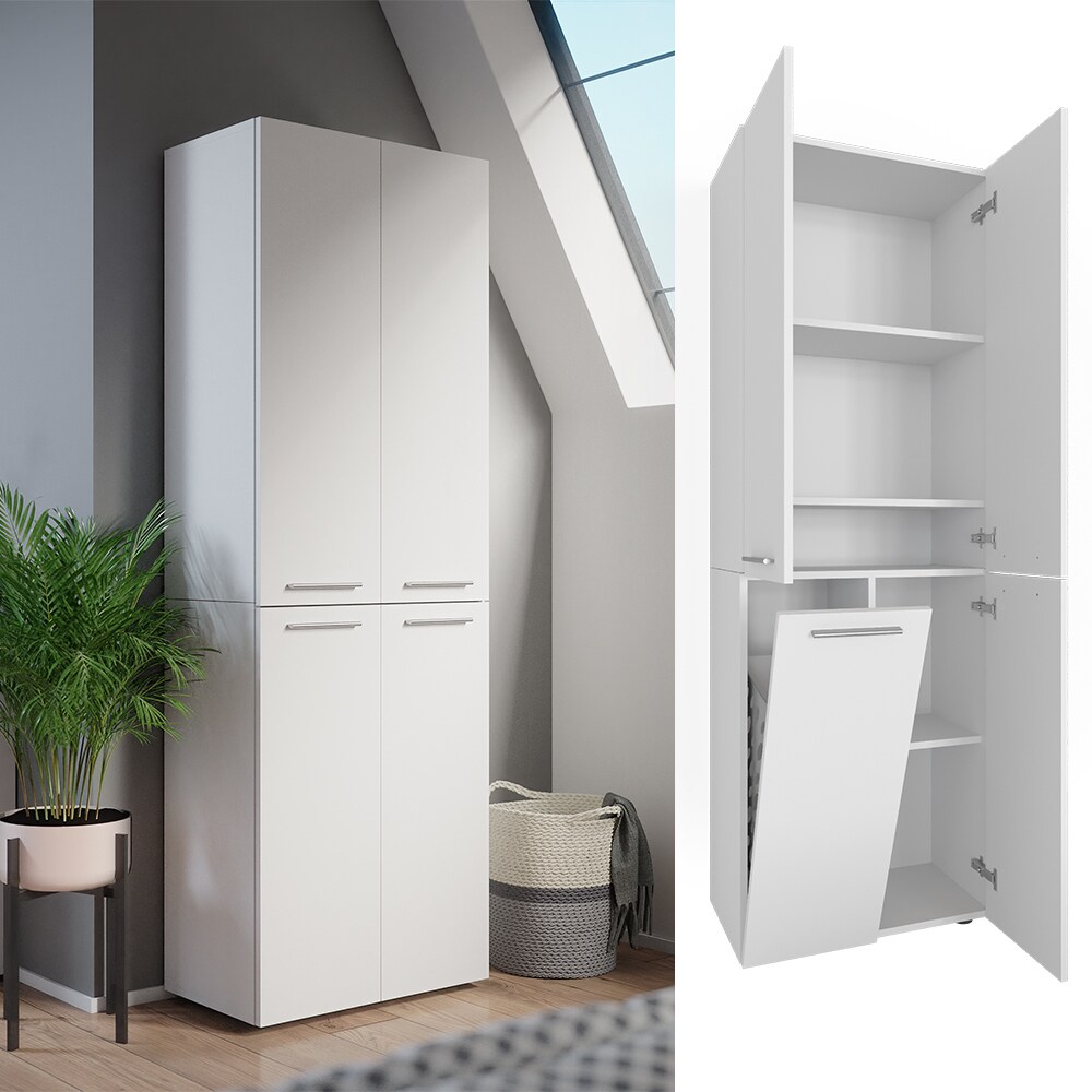 Vicco Kleiderschrank Schlafzimmerschrank W&auml;scheschrank Olaf Wei&szlig; W&auml;schekorb - Bild 1