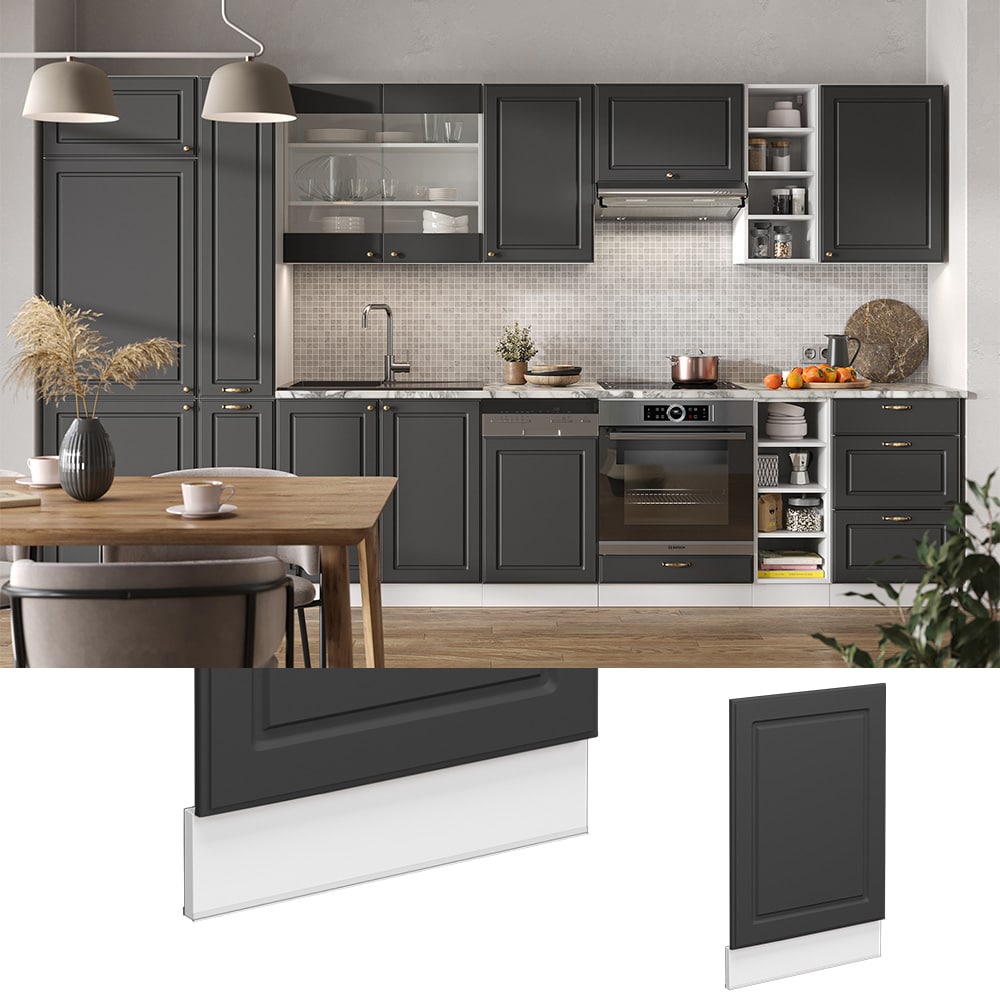 Vicco Geschirrsp&uuml;lerblende K&uuml;chenschrank K&uuml;chenm&ouml;bel Fame-Line Wei&szlig; Anthrazit-Gold Landhaus 45 cm K&uuml;che Einbauk&uuml;che Geschirrsp&uuml;ler Blende K&uuml;chenzeile - Bild 1