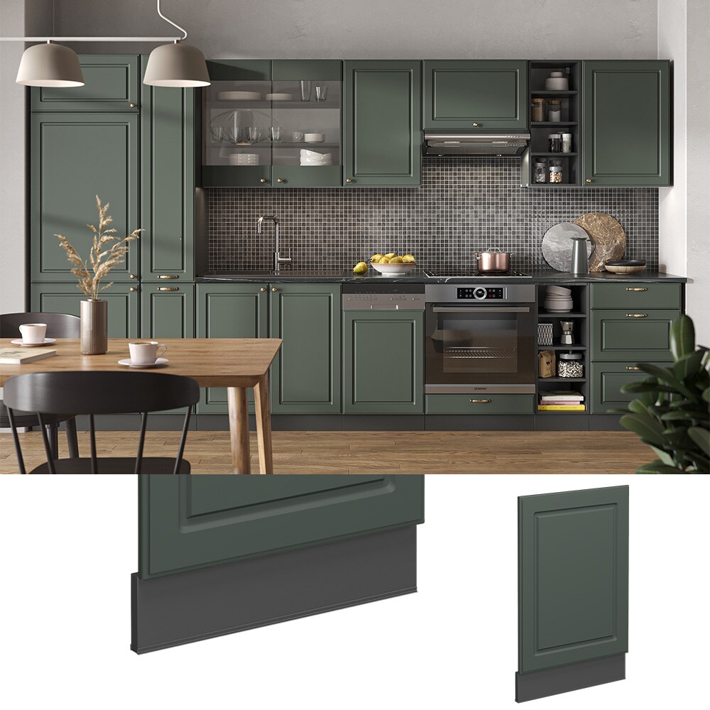 Vicco Geschirrspülerblende Küchenschrank Küchenmöbel Fame-Line Anthrazit Grün-Gold Landhaus 45 cm Küche Einbauküche Geschirrspüler Blende Küchenzeile