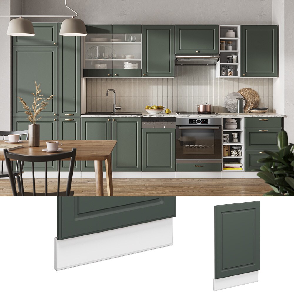 Vicco Geschirrspülerblende Küchenschrank Küchenmöbel Fame-Line Weiß Grün-Gold Landhaus 45 cm Küche Einbauküche Geschirrspüler Blende Küchenzeile