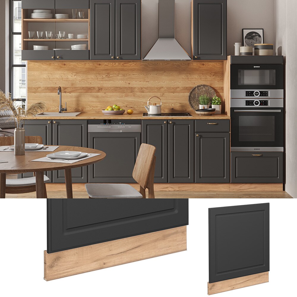 Vicco Geschirrsp&uuml;lerblende K&uuml;chenschrank K&uuml;chenm&ouml;bel Fame-Line Eiche Anthrazit-Gold Landhaus 60 cm K&uuml;che Einbauk&uuml;che Geschirrsp&uuml;ler Blende K&uuml;chenzeile - Bild 1