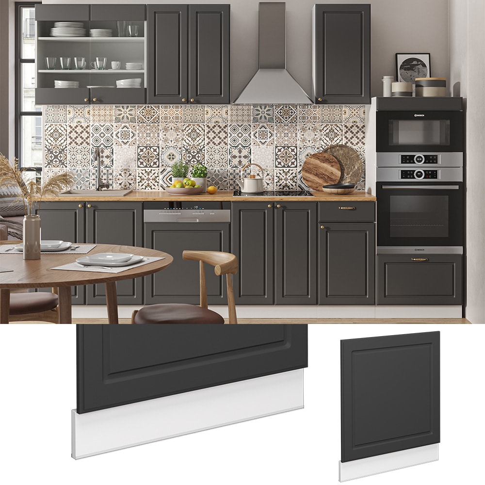 Vicco Geschirrsp&uuml;lerblende K&uuml;chenschrank K&uuml;chenm&ouml;bel Fame-Line Wei&szlig; Anthrazit-Gold Landhaus 60 cm K&uuml;che Einbauk&uuml;che Geschirrsp&uuml;ler Blende K&uuml;chenzeile - Bild 1