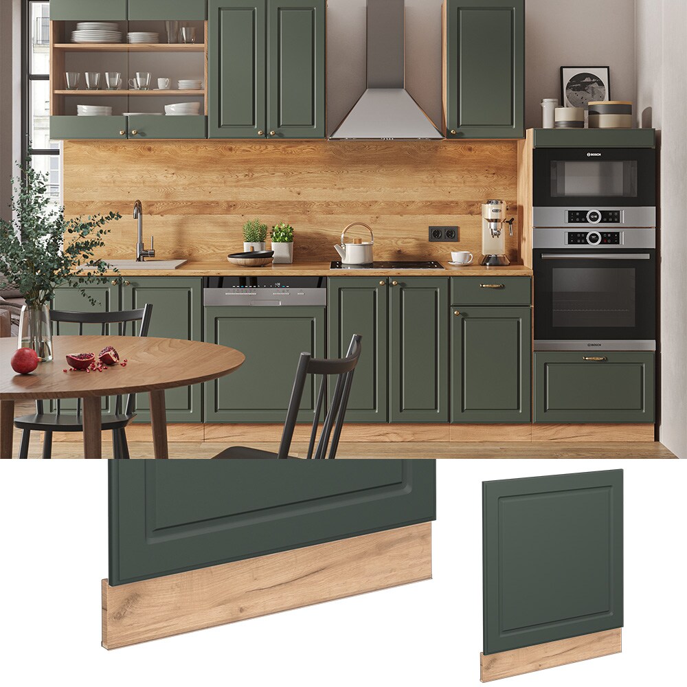 Vicco Geschirrspülerblende Küchenschrank Küchenmöbel Fame-Line Eiche Grün-Gold Landhaus 60 cm Küche Einbauküche Geschirrspüler Blende Küchenzeile
