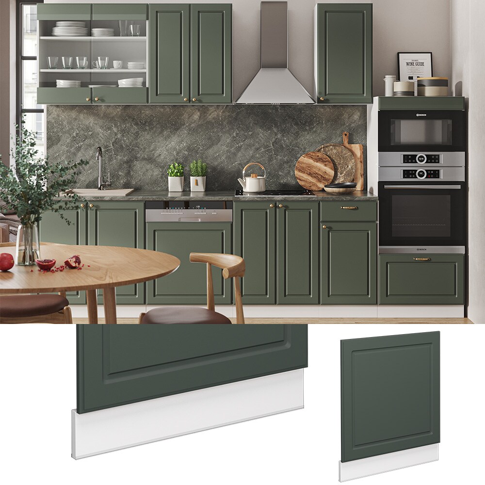 Vicco Geschirrspülerblende Küchenschrank Küchenmöbel Fame-Line Weiß Grün-Gold Landhaus 60 cm Küche Einbauküche Geschirrspüler Blende Küchenzeile