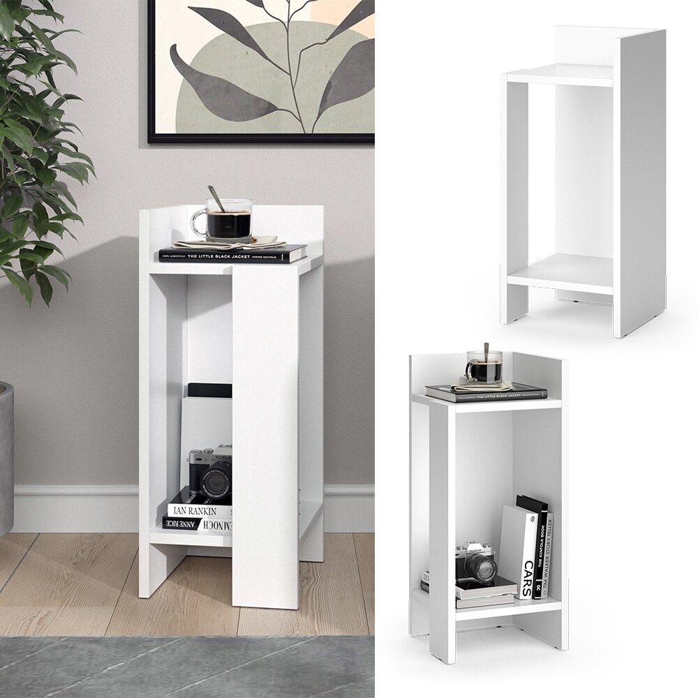 Vicco Kleintisch Beistelltisch Wohnzimmertisch Kian Wei&szlig; Couchtisch Ablage Fach - Bild 1