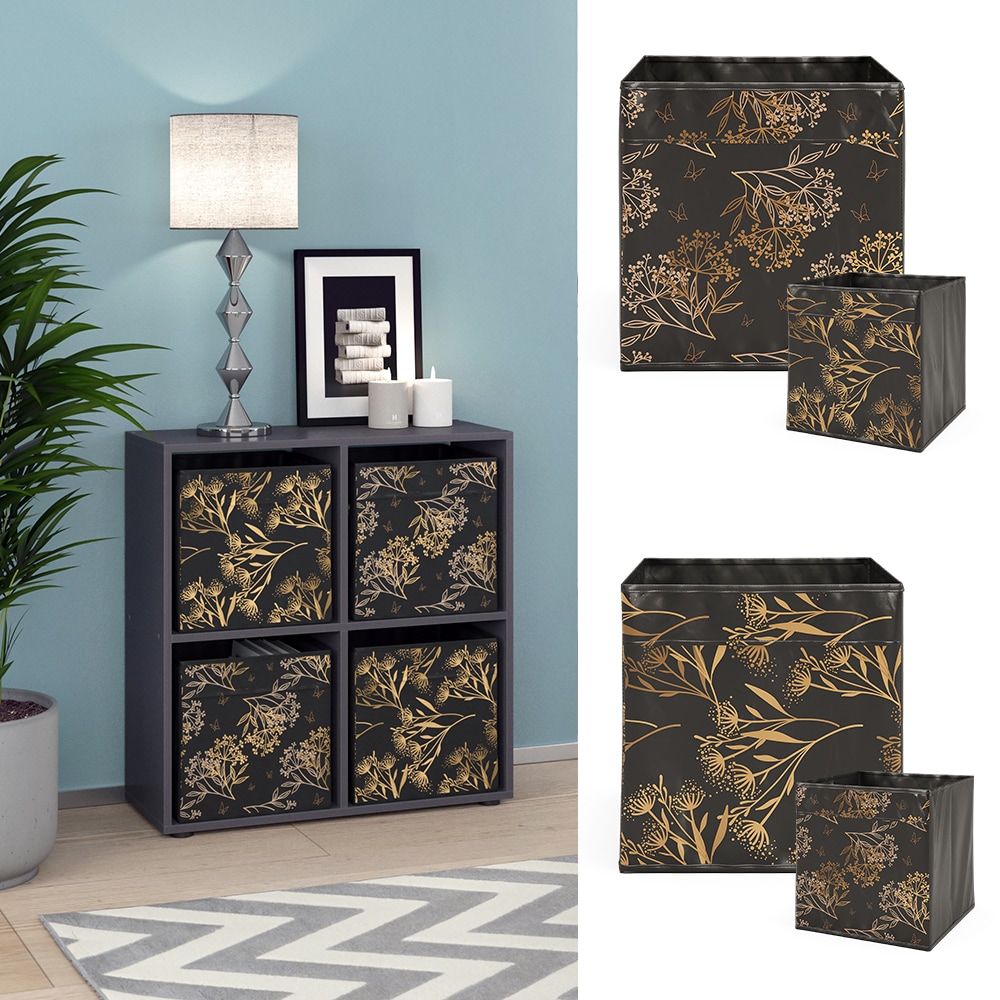 Vicco Raumteiler W&uuml;rfelregal Standregal Tetra Schwarz Faltbox Wohnzimmer Regal 73x72 cm modern Ablage 4 F&auml;cher Dekoregal Ordnerregal Aufbewahrung - Bild 1
