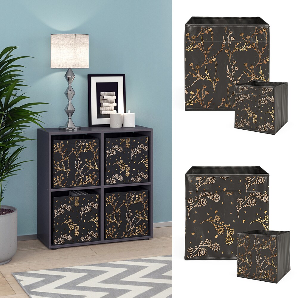 Vicco Raumteiler W&uuml;rfelregal Standregal Tetra Schwarz Faltbox Wohnzimmer Regal 73x72 cm modern Ablage 4 F&auml;cher Dekoregal Ordnerregal Aufbewahrung - Bild 1