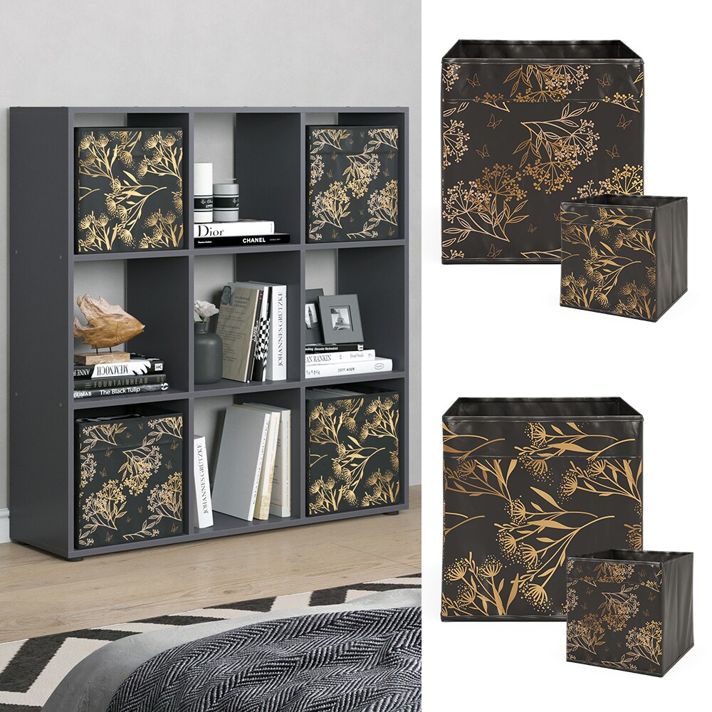 Vicco Raumteiler W&uuml;rfelregal Standregal Nove Schwarz Faltbox Wohnzimmer Regal 104x108 cm modern Ablage 9 F&auml;cher Dekoregal Ordnerregal Aufbewahrung - Bild 1