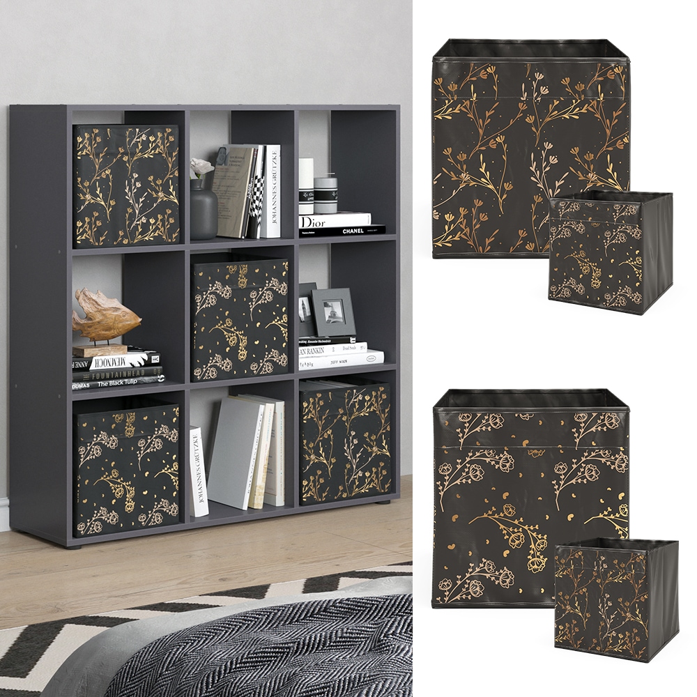 Vicco Raumteiler W&uuml;rfelregal Standregal Nove Schwarz Faltbox Wohnzimmer Regal 104x108 cm modern Ablage 9 F&auml;cher Dekoregal Ordnerregal Aufbewahrung - Bild 1
