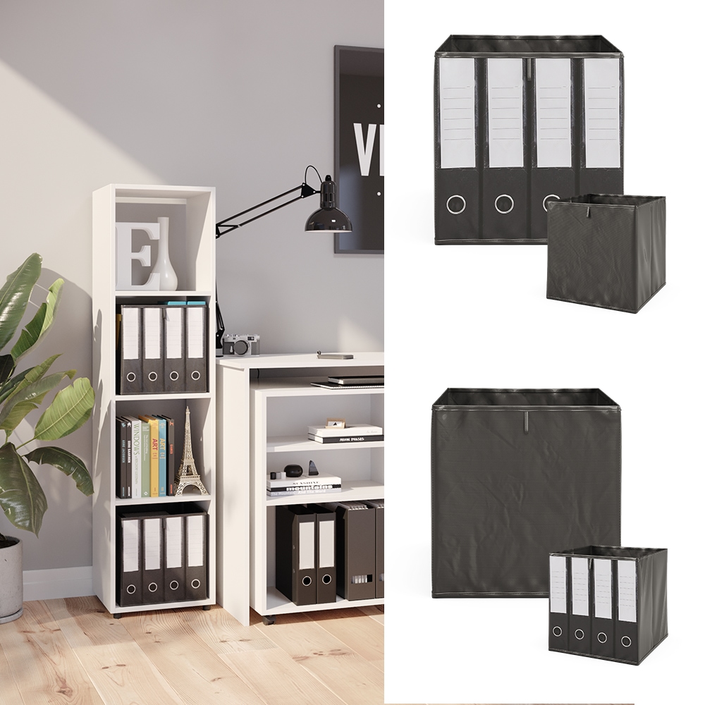 Vicco Raumteiler W&uuml;rfelregal Standregal Ludus Wei&szlig; Faltbox Wohnzimmer Regal 36x145 cm modern Ablage 4 F&auml;cher Dekoregal Ordnerregal Aufbewahrung - Bild 1