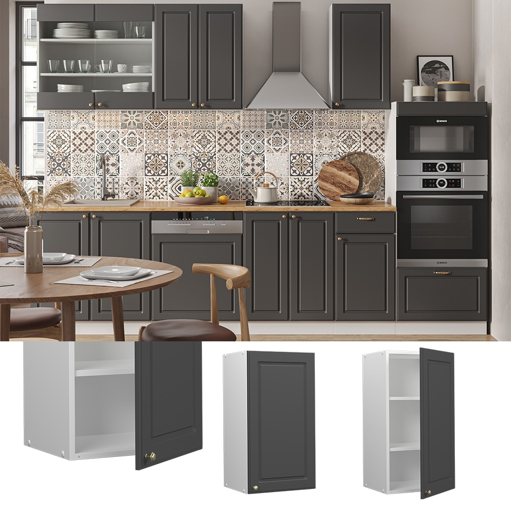 Vicco H&auml;ngeschrank K&uuml;chenschrank K&uuml;chenm&ouml;bel Fame-Line Wei&szlig; Anthrazit-Gold Landhaus 40 cm K&uuml;che Einbauk&uuml;che H&auml;ngeschrank Dreht&uuml;r Einlegeboden K&uuml;chenzeile - Bild 1